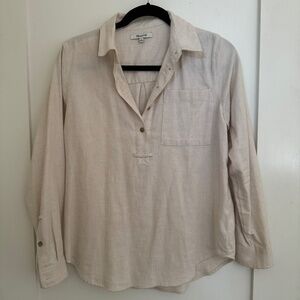 Women's Madewell Cream Flannel Collared Henley Size S